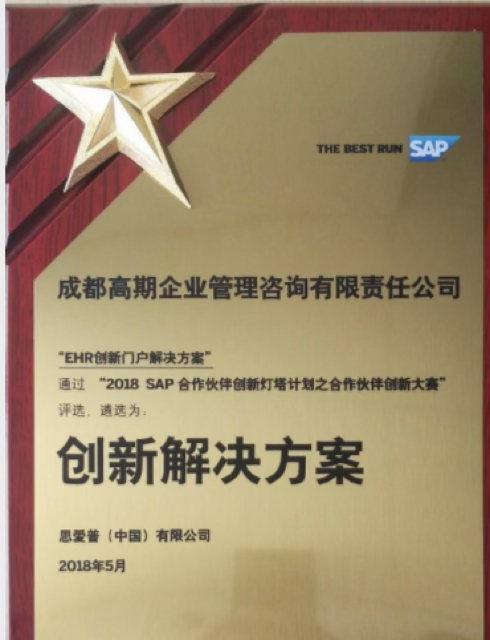 2018 SAP Partner Innovation Program award plaque for the EHR Innovation Portal Solution